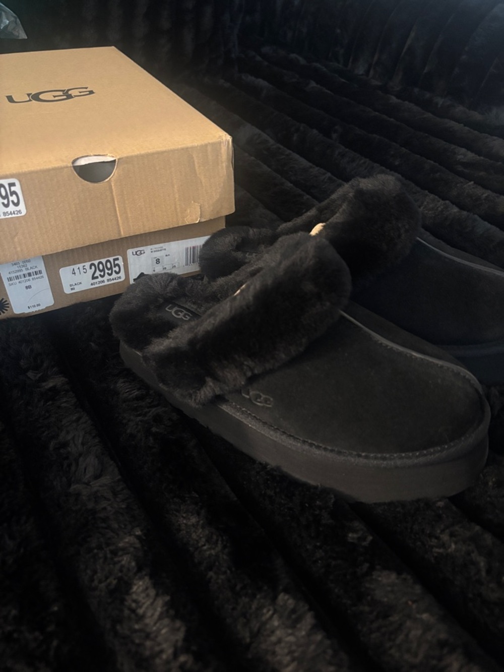 UGG Black Shearling Slip-On Mule